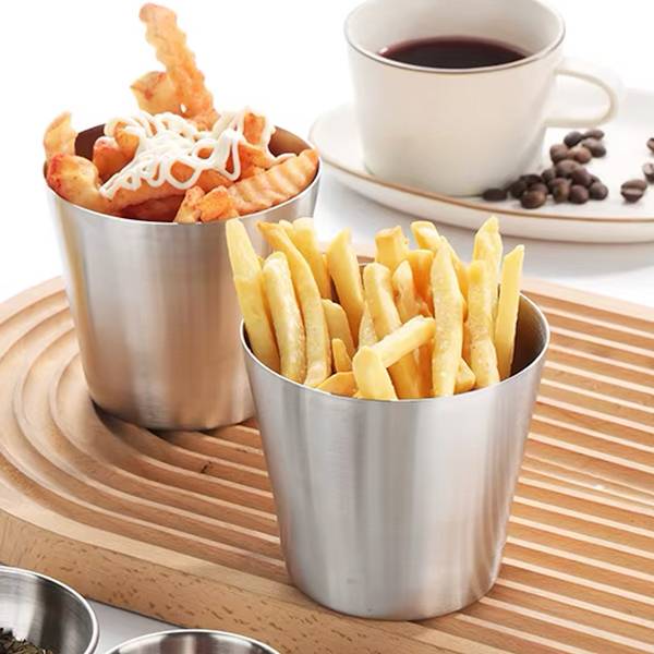 16 oz. Stainless Steel French Fry Holder with Flat Top