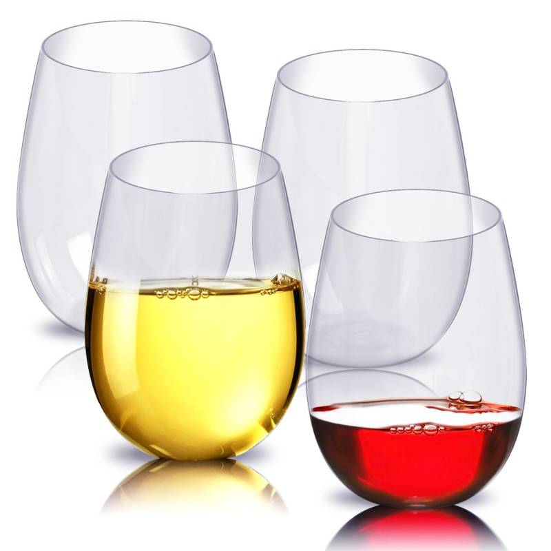 20 Oz. Heavy Weight Clear Plastic Stemless Wine Glass - 64/Case