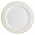 10.25 in. White Plastic Plate with Gold Rim - 120/Case