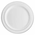 10.25 in. White Plastic Plate with Silver Rim - 120/Case