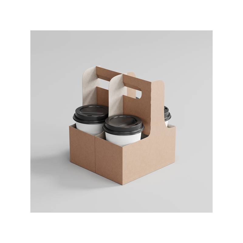 4-Cup 12-20 oz. Drink Carrier with Handle - 25/Case