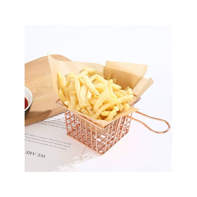 4" x 4" x 3" Copper Square Mini Fry Basket