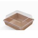 Clear Plastic Lid for Kraft Paper Salad & Sushi Container 4 3/4" x 4 1/4" x 1.1/4" - 1000/Case