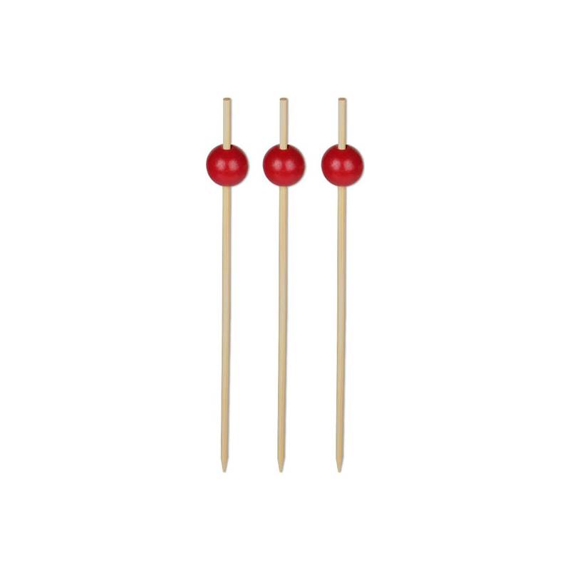 Natural Bamboo Red Ball Food Pick 5.9 in. 2000/Case