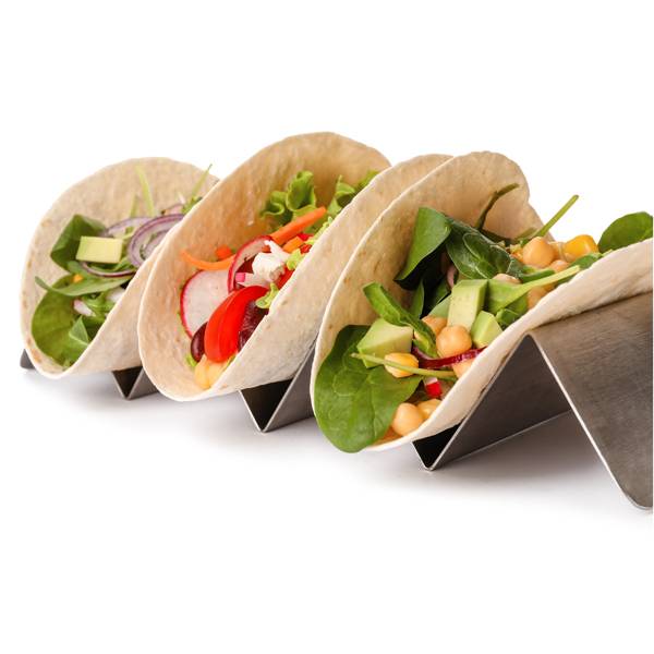Stainless Steel Taco Holder with 1 or 2 Compartments - 4" x 4" x 2"
