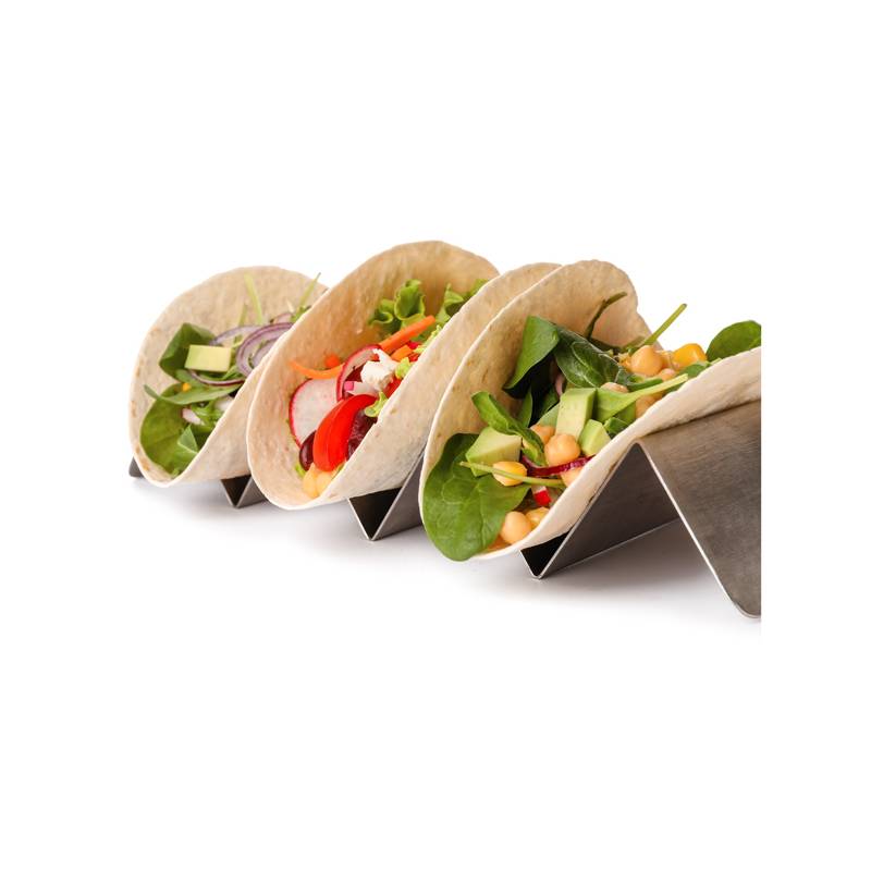 Stainless Steel Taco Holder with 1 or 2 Compartments - 4" x 4" x 2"